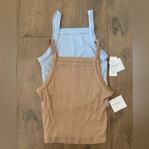 American Eagle Outfitters Ribbed Tank Tops in Blue and Brown